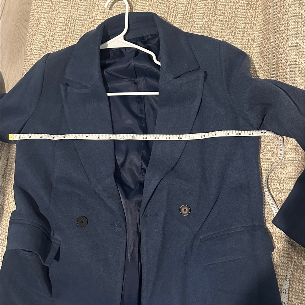 Women's Blue Long Coat - Picture 8 of 10